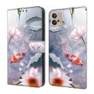 For Motorola Moto G22 Crystal Painted Leather Phone case(Koi) - 1