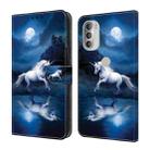 For Motorola Moto G51 5G Crystal Painted Leather Phone case(White Horse) - 1