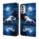 For Motorola Moto G52 4G/G82 Crystal Painted Leather Phone case(White Horse) - 1