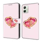 For Motorola Moto G54 Crystal Painted Leather Phone case(Love Peach) - 1