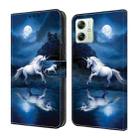 For Motorola Moto G54 Crystal Painted Leather Phone case(White Horse) - 1