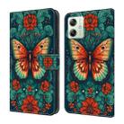 For Motorola Moto G54 Crystal Painted Leather Phone case(Flower Butterfly) - 1