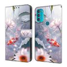 For Motorola Moto G71 5G Crystal Painted Leather Phone case(Koi) - 1