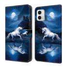 For Motorola Moto G73 Crystal Painted Leather Phone case(White Horse) - 1