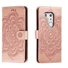 For Fujitsu Arrows Be3 F-01L Sun Mandala Embossing Pattern Phone Leather Case(Rose Gold) - 1