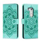 For Fujitsu Arrows Be3 F-02L Sun Mandala Embossing Pattern Phone Leather Case(Green) - 1
