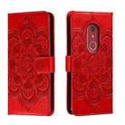 For Fujitsu Arrows Be4 Plus F-41B Sun Mandala Embossing Pattern Phone Leather Case(Red) - 1