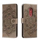 For Fujitsu Arrows Be4 Plus F-41B Sun Mandala Embossing Pattern Phone Leather Case(Grey) - 1