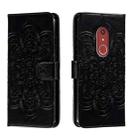 For Fujitsu Arrows Be4 Plus F-41B Sun Mandala Embossing Pattern Phone Leather Case(Black) - 1