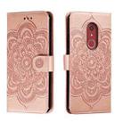 For Fujitsu Arrows Be4 Plus F-41B Sun Mandala Embossing Pattern Phone Leather Case(Rose Gold) - 1