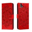 For Fujitsu Arrows U Sun Mandala Embossing Pattern Phone Leather Case(Red) - 1