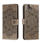 For Fujitsu Arrows U Sun Mandala Embossing Pattern Phone Leather Case(Grey) - 1