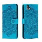 For Fujitsu Arrows U Sun Mandala Embossing Pattern Phone Leather Case(Blue) - 1