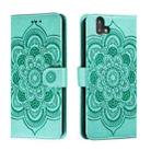 For Fujitsu Arrows U Sun Mandala Embossing Pattern Phone Leather Case(Green) - 1