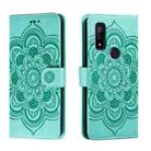 For Fujitsu Arrows We F-51B Sun Mandala Embossing Pattern Phone Leather Case(Green) - 1