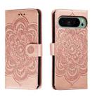 For Google Pixel 9 Sun Mandala Embossing Pattern Phone Leather Case(Rose Gold) - 1