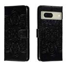 For Google Pixel 8 Sun Mandala Embossing Pattern Phone Leather Case(Black) - 1