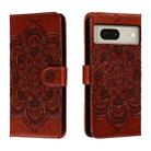 For Google Pixel 8 Sun Mandala Embossing Pattern Phone Leather Case(Brown) - 1