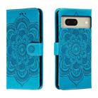 For Google Pixel 8 Sun Mandala Embossing Pattern Phone Leather Case(Blue) - 1