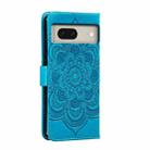 For Google Pixel 8 Sun Mandala Embossing Pattern Phone Leather Case(Blue) - 3