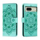 For Google Pixel 8 Sun Mandala Embossing Pattern Phone Leather Case(Green) - 1