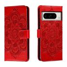 For Google Pixel 8 Pro Sun Mandala Embossing Pattern Phone Leather Case(Red) - 1