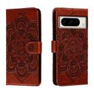 For Google Pixel 8 Pro Sun Mandala Embossing Pattern Phone Leather Case(Brown) - 1