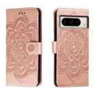 For Google Pixel 8 Pro Sun Mandala Embossing Pattern Phone Leather Case(Rose Gold) - 1