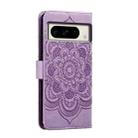 For Google Pixel 8 Pro Sun Mandala Embossing Pattern Phone Leather Case(Purple) - 3