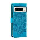 For Google Pixel 8 Pro Sun Mandala Embossing Pattern Phone Leather Case(Blue) - 3