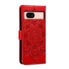 For Google Pixel 8A Sun Mandala Embossing Pattern Phone Leather Case(Red) - 3