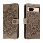 For Google Pixel 8A Sun Mandala Embossing Pattern Phone Leather Case(Grey) - 1