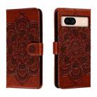 For Google Pixel 8A Sun Mandala Embossing Pattern Phone Leather Case(Brown) - 1