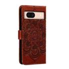 For Google Pixel 8A Sun Mandala Embossing Pattern Phone Leather Case(Brown) - 3