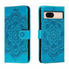 For Google Pixel 8A Sun Mandala Embossing Pattern Phone Leather Case(Blue) - 1