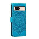 For Google Pixel 8A Sun Mandala Embossing Pattern Phone Leather Case(Blue) - 3