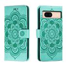 For Google Pixel 8A Sun Mandala Embossing Pattern Phone Leather Case(Green) - 1