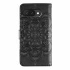 For Google Pixel 9a Sun Mandala Embossing Pattern Phone Leather Case(Black) - 3