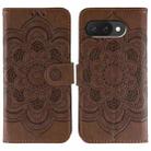 For Google Pixel 9a Sun Mandala Embossing Pattern Phone Leather Case(Brown) - 1
