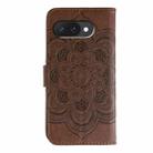 For Google Pixel 9a Sun Mandala Embossing Pattern Phone Leather Case(Brown) - 3