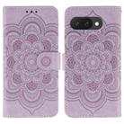 For Google Pixel 9a Sun Mandala Embossing Pattern Phone Leather Case(Purple) - 1
