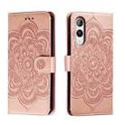 For Rakuten Hand 5G Sun Mandala Embossing Pattern Phone Leather Case(Rose Gold) - 1