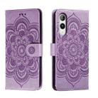 For Rakuten Hand 5G Sun Mandala Embossing Pattern Phone Leather Case(Purple) - 1