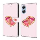 For OPPO A17 Crystal Painted Leather Phone case(Love Peach) - 1