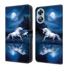 For OPPO A17 Crystal Painted Leather Phone case(White Horse) - 1