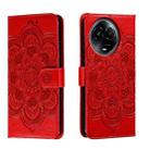 For Realme 11 5G Sun Mandala Embossing Pattern Phone Leather Case(Red) - 1