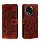 For Realme 11 5G Sun Mandala Embossing Pattern Phone Leather Case(Brown) - 1