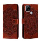 For Realme C12 Sun Mandala Embossing Pattern Phone Leather Case(Brown) - 1