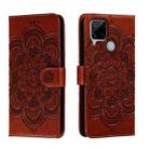 For Realme C15 / C25 / Narzo 30A Sun Mandala Embossing Pattern Phone Leather Case(Brown) - 1