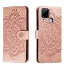 For Realme C15 / C25 / Narzo 30A Sun Mandala Embossing Pattern Phone Leather Case(Rose Gold) - 1